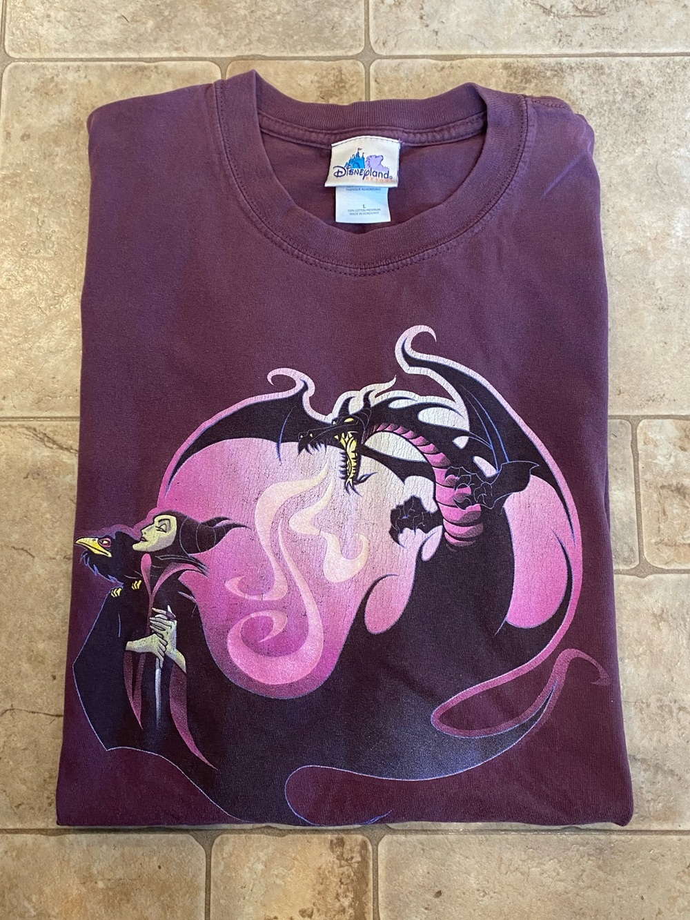 Vintage 90s Disney Villains Maleficent Double Graphic T-shirt Sz L Perfect Fade